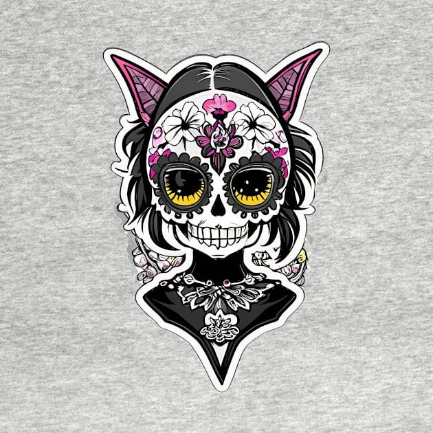 Anime Rendition: La Catrina's Vibrant Reverie Tee by pavelrmata